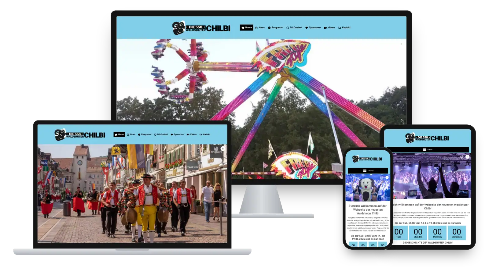 Website chilbi-waldshut.de auf Monitor, Laptop, Tablet und Smartphone