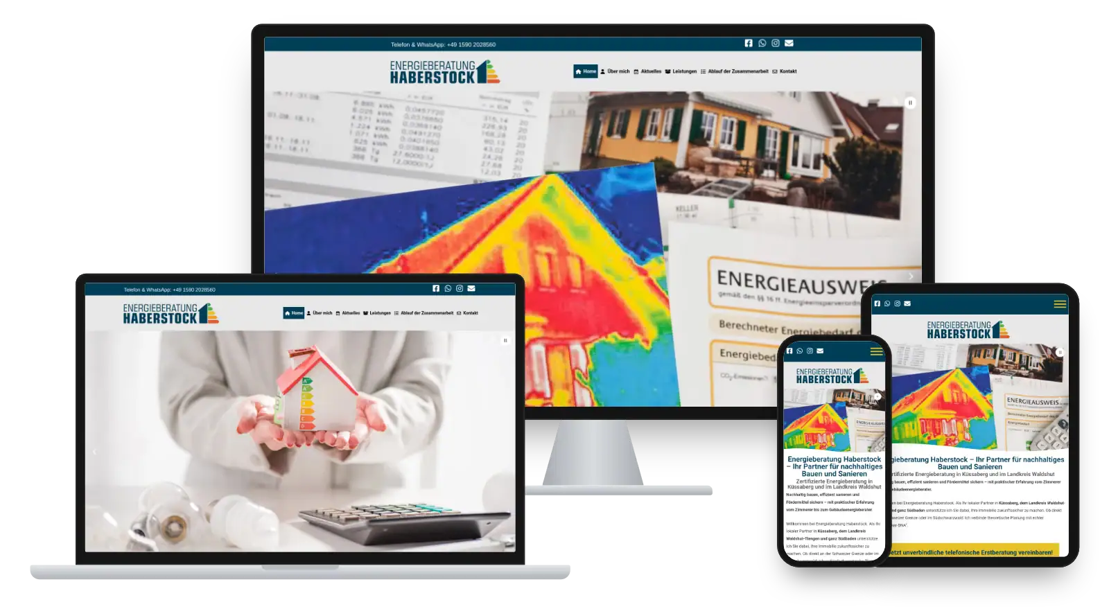 Website energieberatung-haberstock.de auf Monitor, Laptop, Tablet und Smartphone