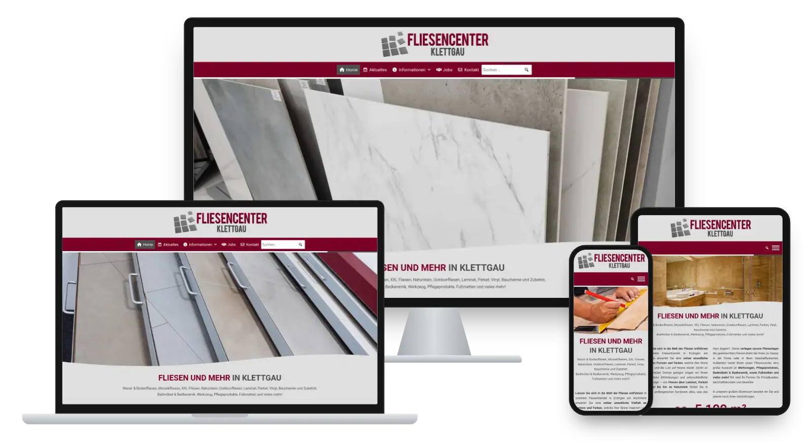 Website fliesencenter-klettgau.de auf Monitor, Laptop, Tablet und Smartphone