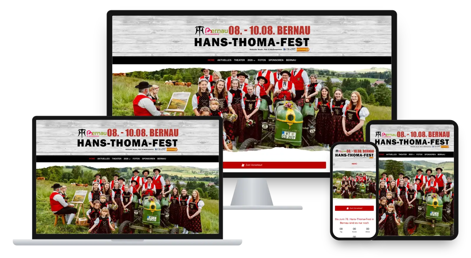 Website hans-thoma-fest.de auf Monitor, Laptop, Tablet und Smartphone