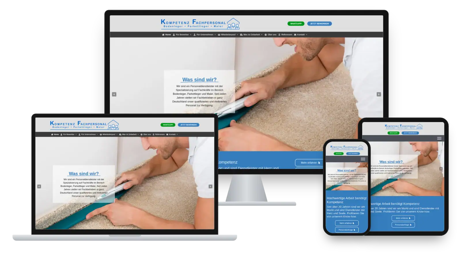Website kompetenz-fachpersonal.com auf Monitor, Laptop, Tablet und Smartphone