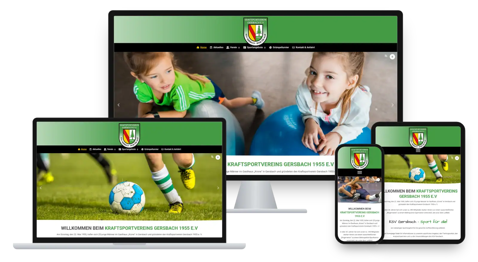 Website ksv-gersbach.de auf Monitor, Laptop, Tablet und Smartphone
