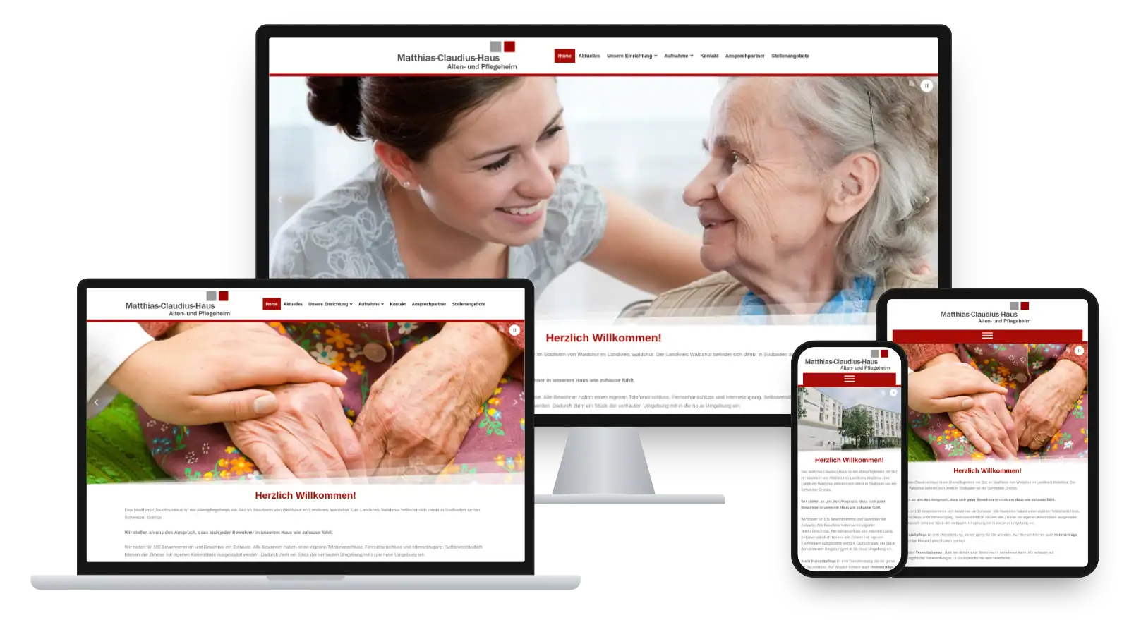 Website mch-altenhilfe.de auf Monitor, Laptop, Tablet und Smartphone