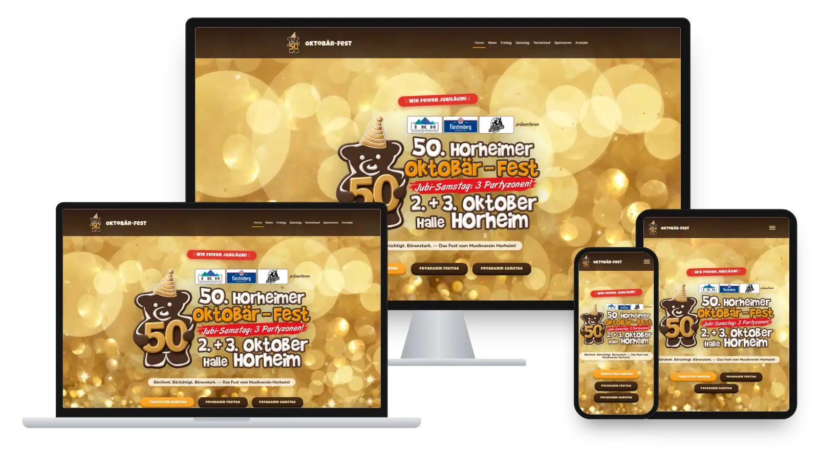 Website okto-baer.de auf Monitor, Laptop, Tablet und Smartphone