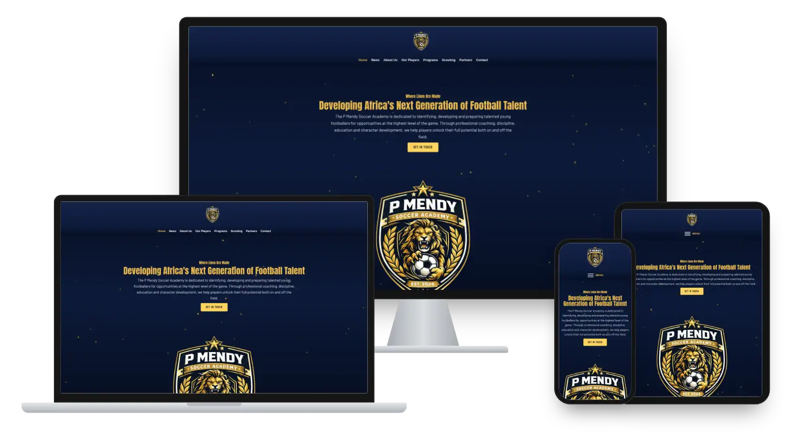 Website pmendy.com auf Monitor, Laptop, Tablet und Smartphone