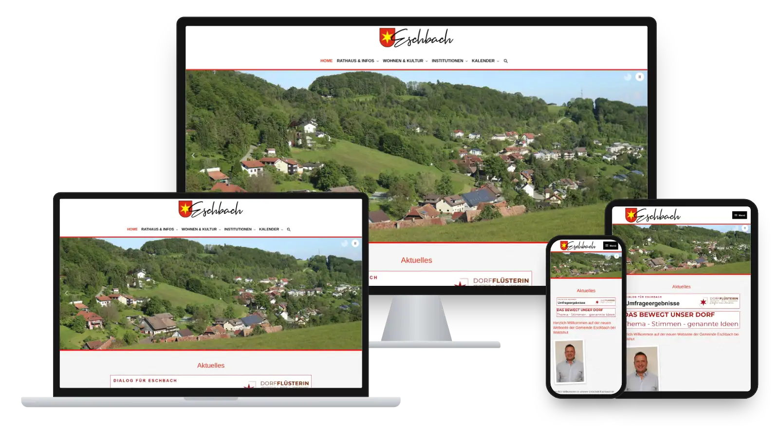 Website wt-eschbach.de auf Monitor, Laptop, Tablet und Smartphone